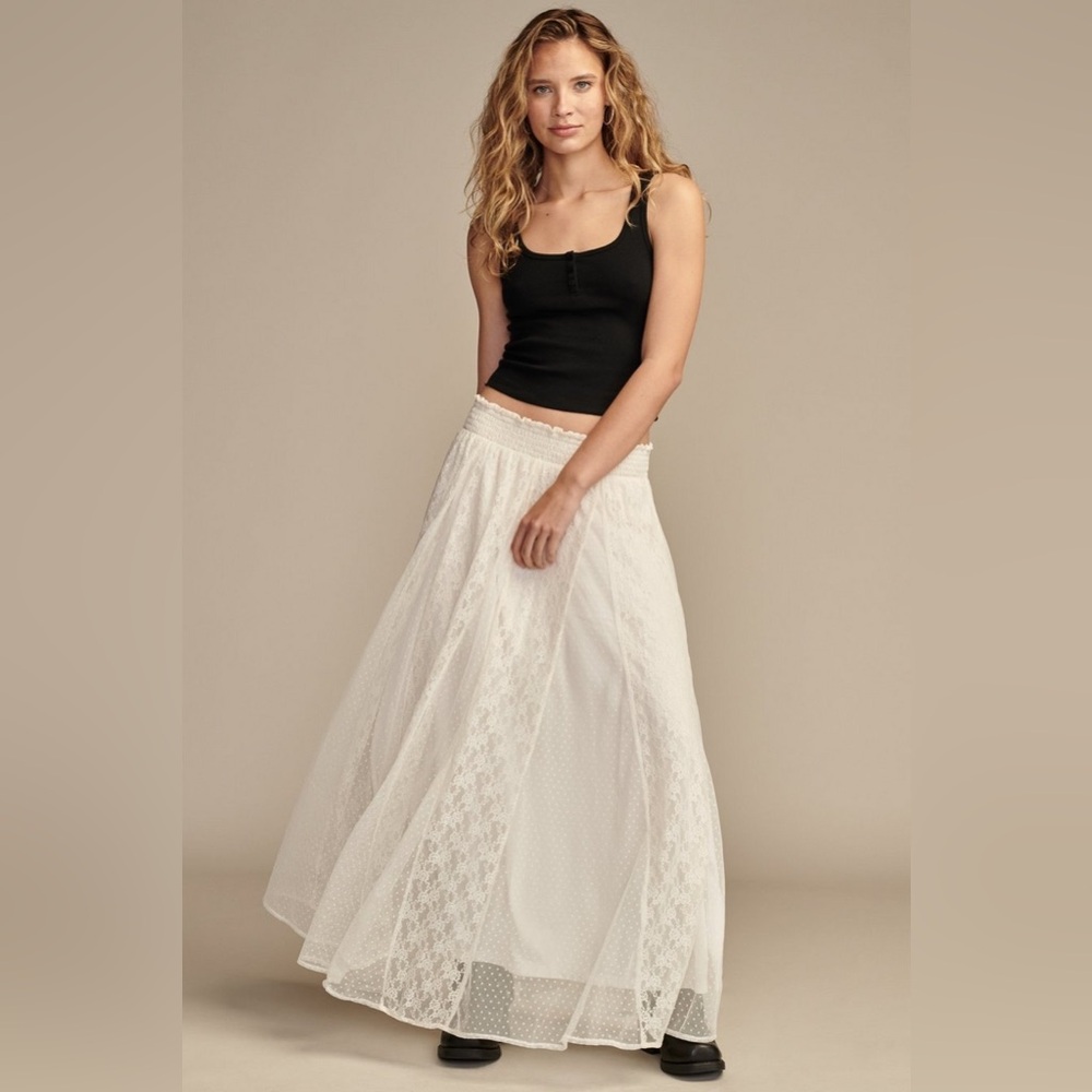Lucky Brand Cream Lace Maxi Skirt